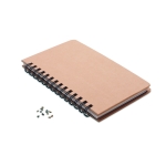 Sustainable lined notebook with pine seeds, A5 beige colour ninth view