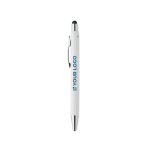 Antibacterial pens in white with blue ink view with print area