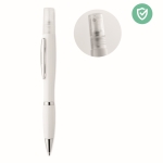 Economical antibacterial pen with sprayer for extra protection white colour