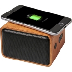 Mahogany speaker with wireless charger and crystal-clear sound wood colour