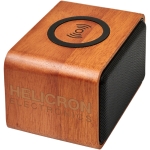 Mahogany speaker with wireless charger and crystal-clear sound wood colour