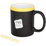 Ceramic chalkboard mug with chalk, 330 ml yellow colour