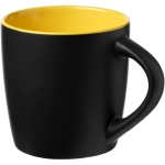 Black ceramic mug with coloured interior, 340 ml yellow colour