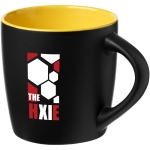 Black ceramic mug with coloured interior, 340 ml yellow colour