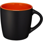 Black ceramic mug with coloured interior, 340 ml dark orange colour