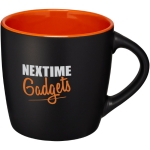 Black ceramic mug with coloured interior, 340 ml dark orange colour