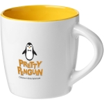 White ceramic mug with coloured interior, 340 ml yellow colour