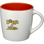 White ceramic mug with coloured interior, 340 ml dark orange colour