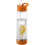 Tritan bottle with straw and fruit infuser, 740 ml orange colour