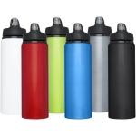 Large aluminium sports bottle with straw, 800 ml black colour