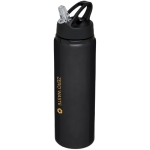 Large aluminium sports bottle with straw, 800 ml black colour