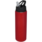 Large aluminium sports bottle with straw, 800 ml red colour