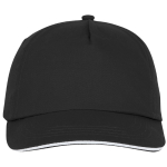 Cotton cap with white line on the visor, 175 g/m² black colour