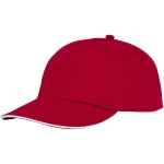 Cotton cap with white line on the visor, 175 g/m² red colour