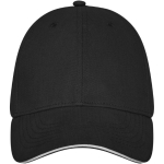 6-panel cotton cap, 260 g/m² with buckle black colour