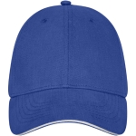 6-panel cotton cap, 260 g/m² with buckle blue colour