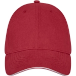 6-panel cotton cap, 260 g/m² with buckle red colour