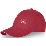 6-panel cotton cap, 260 g/m² with buckle red colour