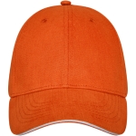 6-panel cotton cap, 260 g/m² with buckle orange colour