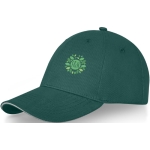 6-panel cotton cap, 260 g/m² with buckle dark green colour