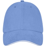 6-panel cotton cap, 260 g/m² with buckle light blue colour