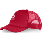 Trucker-style polyester cap with mesh, 100 g/m² red colour