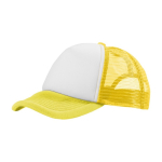 Trucker-style polyester cap with mesh, 100 g/m² yellow colour