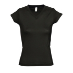 Women's 100% cotton V-neck t-shirt, 150 g/m2, SOL'S Moon black colour third view