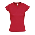 Women's 100% cotton V-neck t-shirt, 150 g/m2, SOL'S Moon red colour fifth view