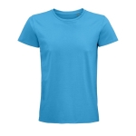 Fitted unisex t-shirt from cotton, 175 g/m2, SOL'S Pioneer cyan blue colour