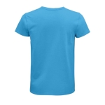 Fitted unisex t-shirt from cotton, 175 g/m2, SOL'S Pioneer cyan blue colour rear view