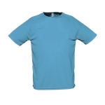 Breathable t-shirt made of polyester, 140 g/m2, SOL'S Pioneer cyan blue colour photographic view