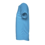 Breathable t-shirt made of polyester, 140 g/m2, SOL'S Pioneer cyan blue colour side view