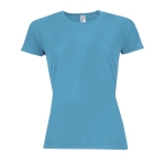 Women's sports t-shirt from polyester, 140 g/m2, SOL'S Pioneer cyan blue colour