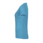 Women's sports t-shirt from polyester, 140 g/m2, SOL'S Pioneer cyan blue colour side view