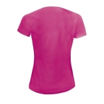 Women's sports t-shirt from polyester, 140 g/m2, SOL'S Pioneer neon fuchsia colour rear view