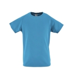 Boys' polyester sports t-shirt, 140 g/m2, SOL'S Sporty cyan blue colour