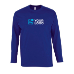 Long sleeve cotton t-shirt, 150 g/m2, SOL'S Monarch ultramarine blue colour view with print area