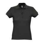 Slim fit women's polo shirt, 100% cotton, 170 g/m2, SOL'S Passion black colour