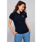 Slim fit women's polo shirt, 100% cotton, 170 g/m2, SOL'S Passion black colour