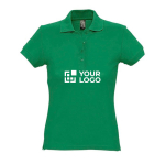 Slim fit women's polo shirt, 100% cotton, 170 g/m2, SOL'S Passion green colour view with print area