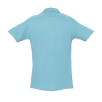 Polo shirt made from cotton, 210 g/m2, SOL'S Spring cyan blue colour rear view