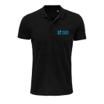 Men's polo shirt, 100% cotton, 170 g/m2, SOL'S Planet black colour view with print area