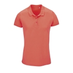 Women's polo shirt from cotton, 170 g/m2, SOL'S Planet neon orange colour