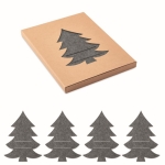 Cutlery holder set in a Christmas tree shape, RPET felt, x4 grey colour