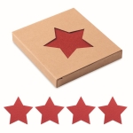 Star-shaped felt coasters, set of 4 red colour