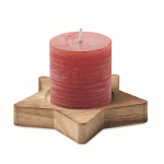 Vanilla scented candle with star-shaped holder, winter events red colour