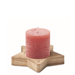 Vanilla scented candle with star-shaped holder, winter events red colour view with print area