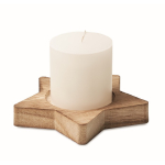 Vanilla scented candle with star-shaped holder, winter events wood colour