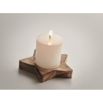 Vanilla scented candle with star-shaped holder, winter events wood colour second photographic view